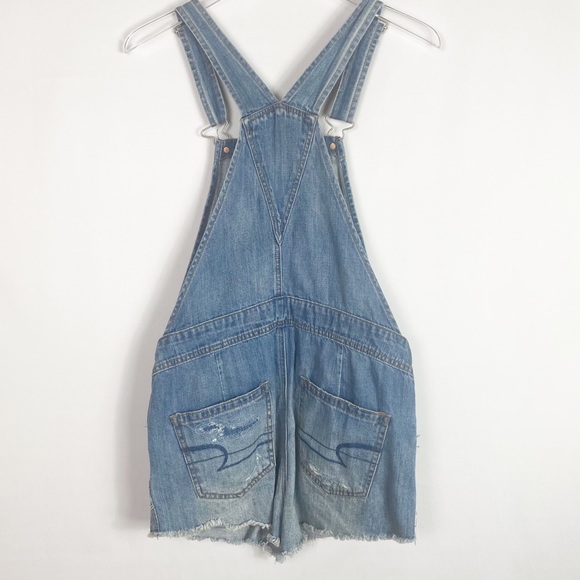 AMERICAN‎ EAGLE DISTRESSED SHORT OVERALLS XS - Picture 11 of 13